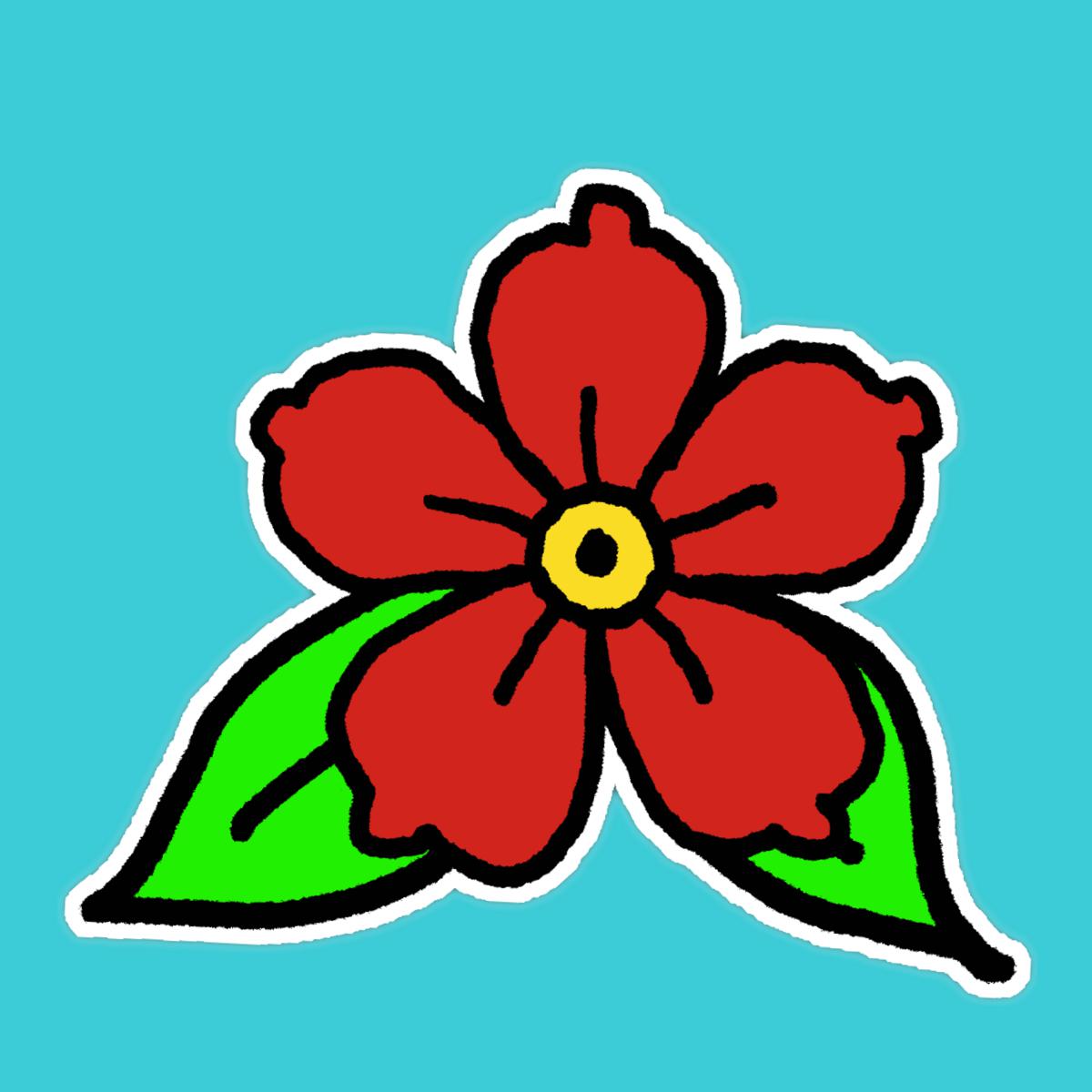American Traditional Flower Sticker
