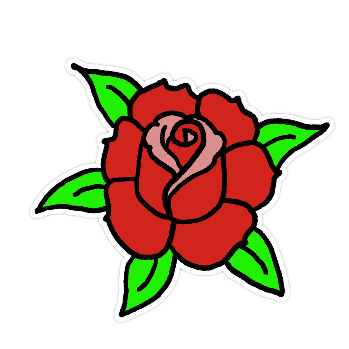 American Traditional Rose Sticker 4X4 matte