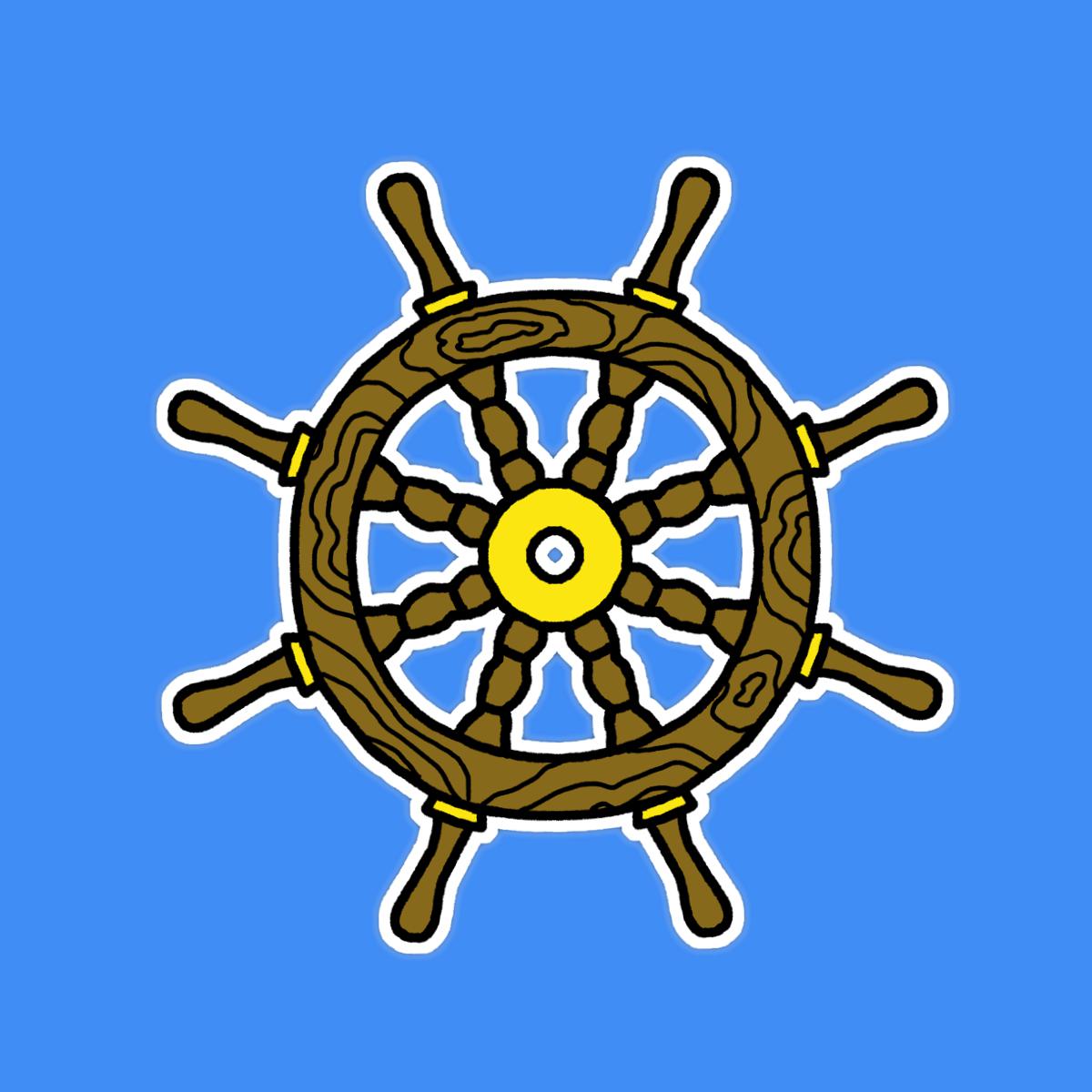 American Traditional Ship Wheel Sticker