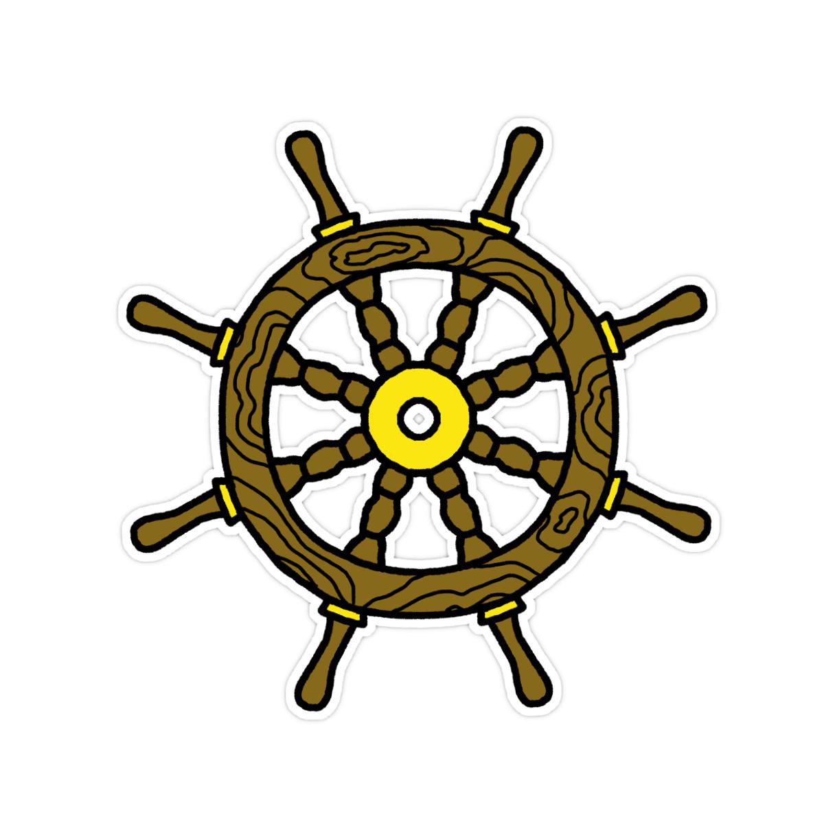 American Traditional Ship Wheel Sticker 2X2 matte