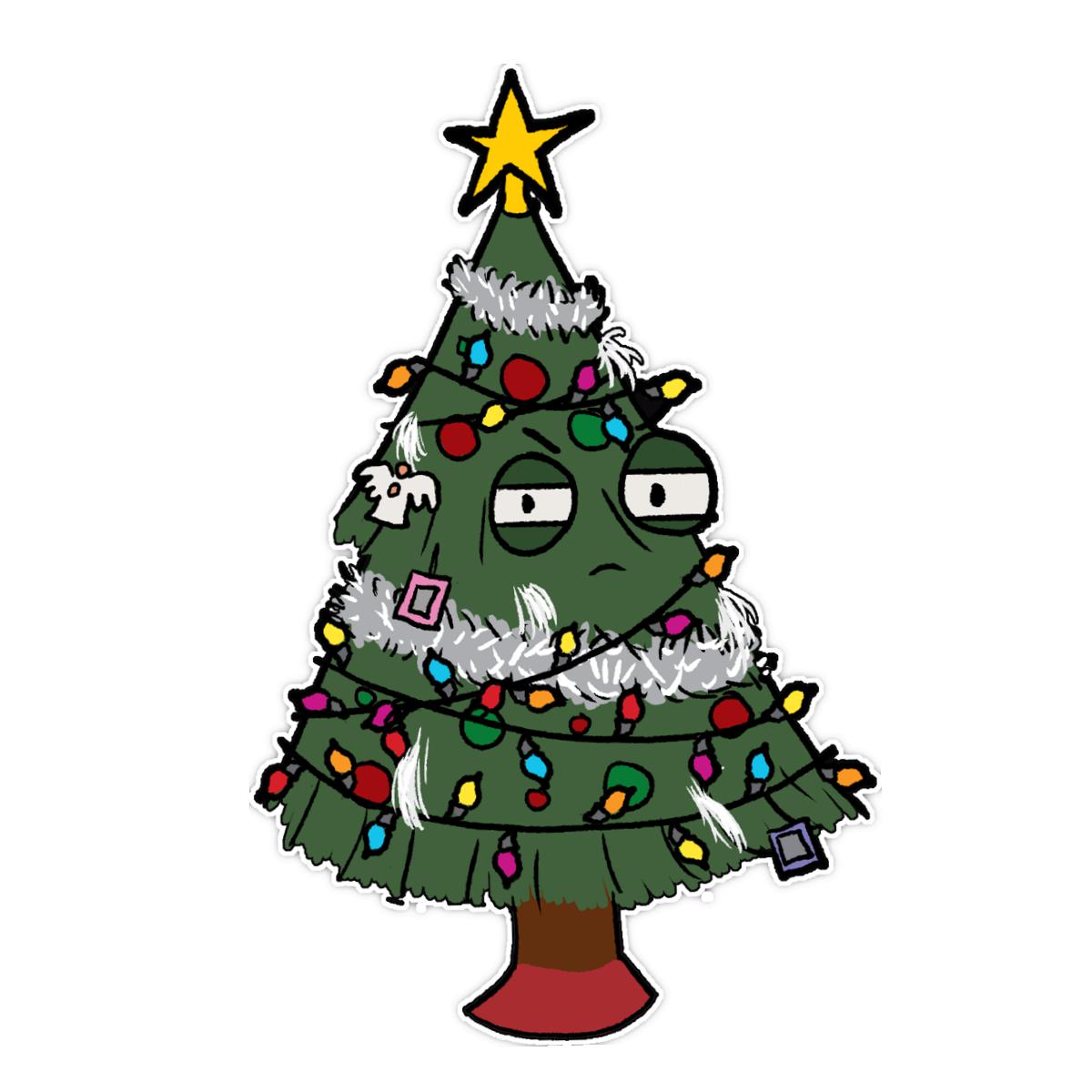Gaudy Christmas Tree Sticker 2X2 matte