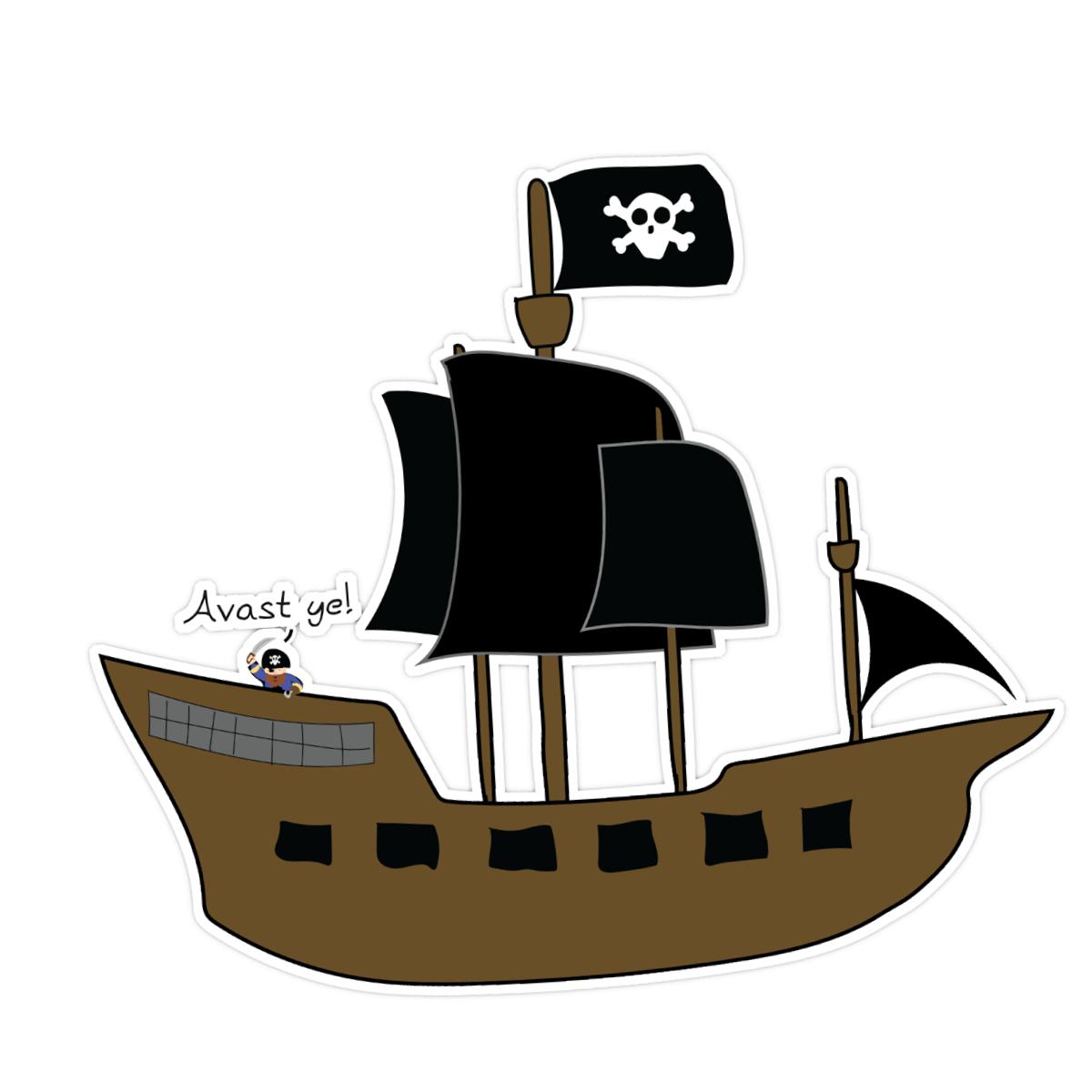 Pirate Ship Sticker 2X2 matte