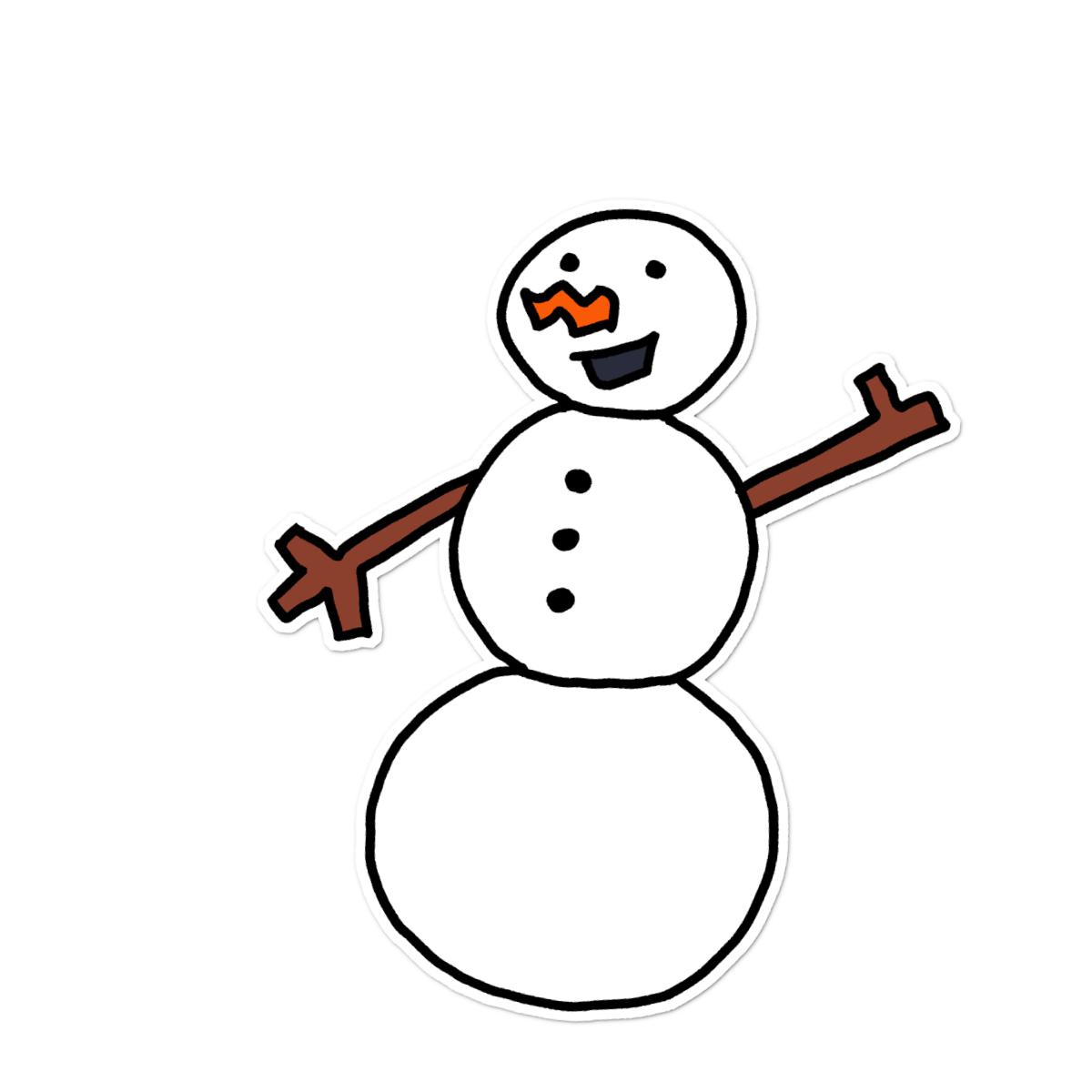 Snowman Waving Sticker 2X2 matte