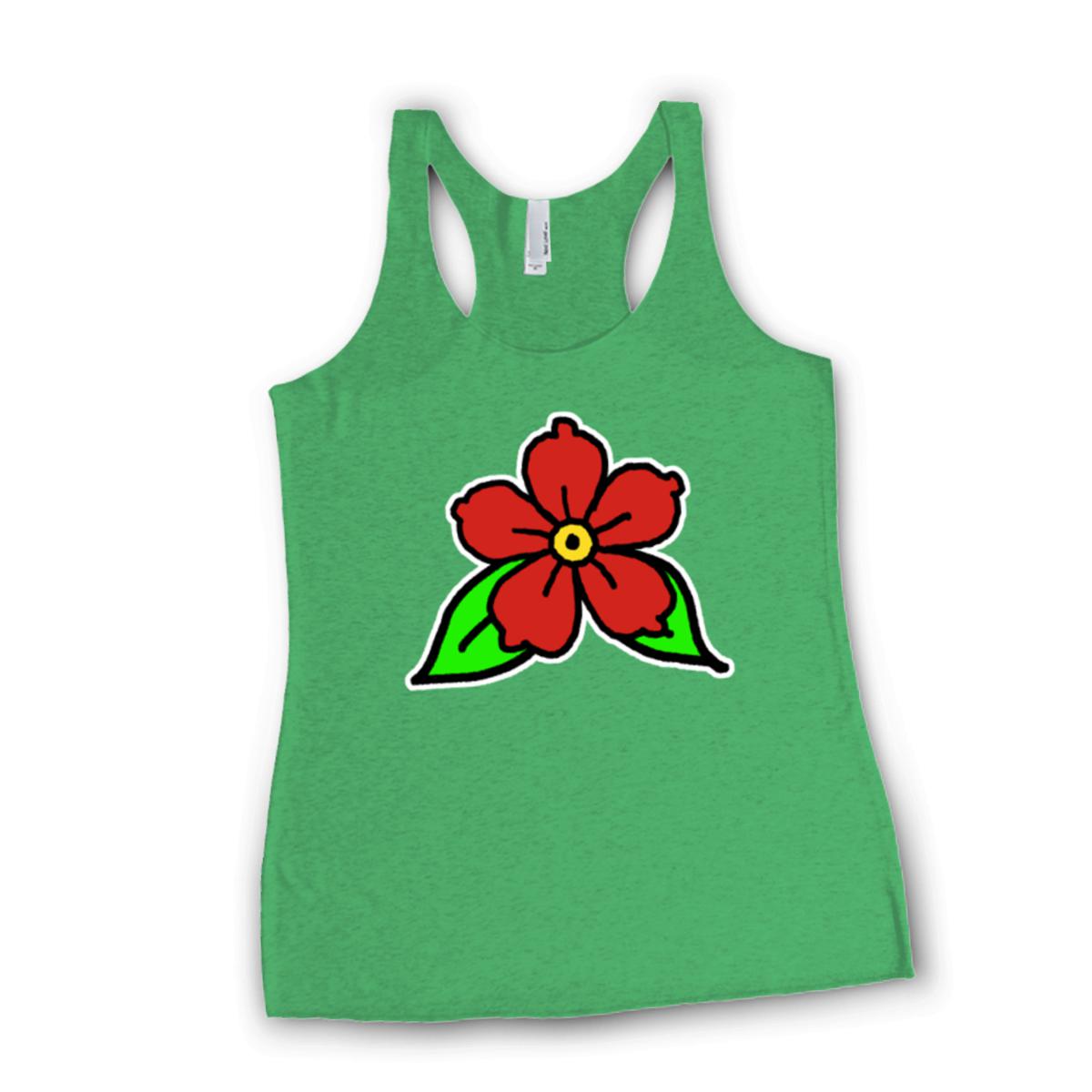 American Traditional Flower Ladies' Racerback Tank Medium envy-green