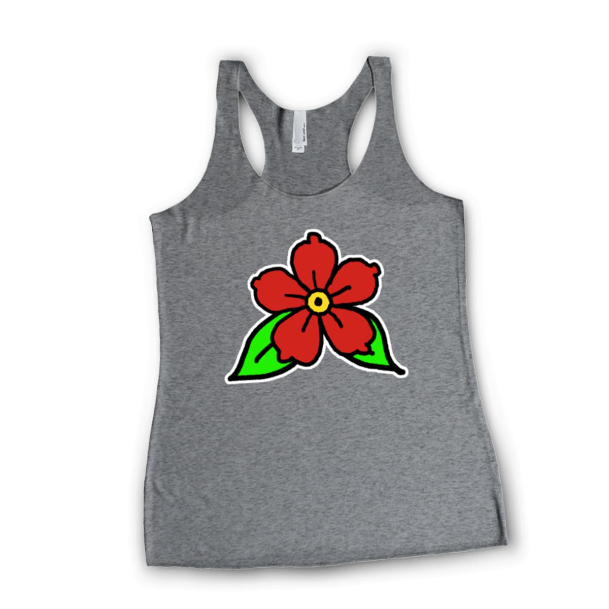 American Traditional Flower Ladies' Racerback Tank Extra Small heather-grey