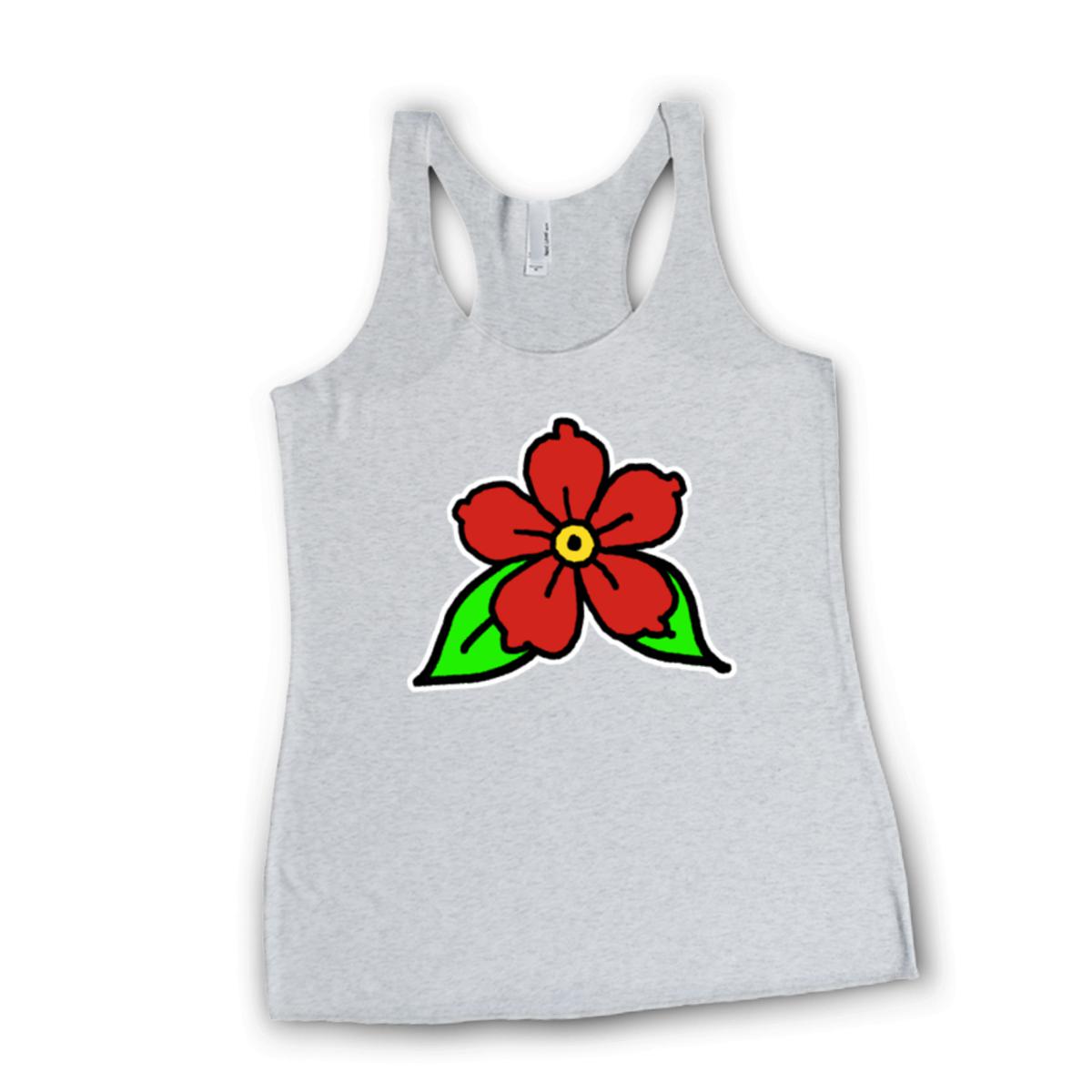 American Traditional Flower Ladies' Racerback Tank Extra Small heather-white