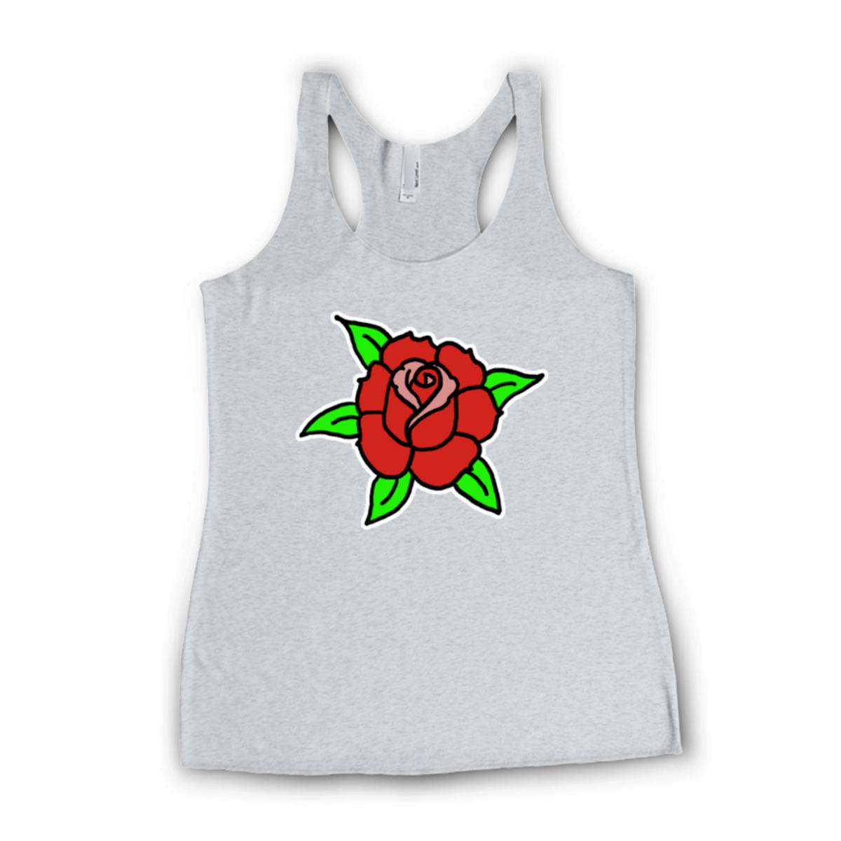 American Traditional Rose Ladies' Racerback Tank Extra Large heather-white