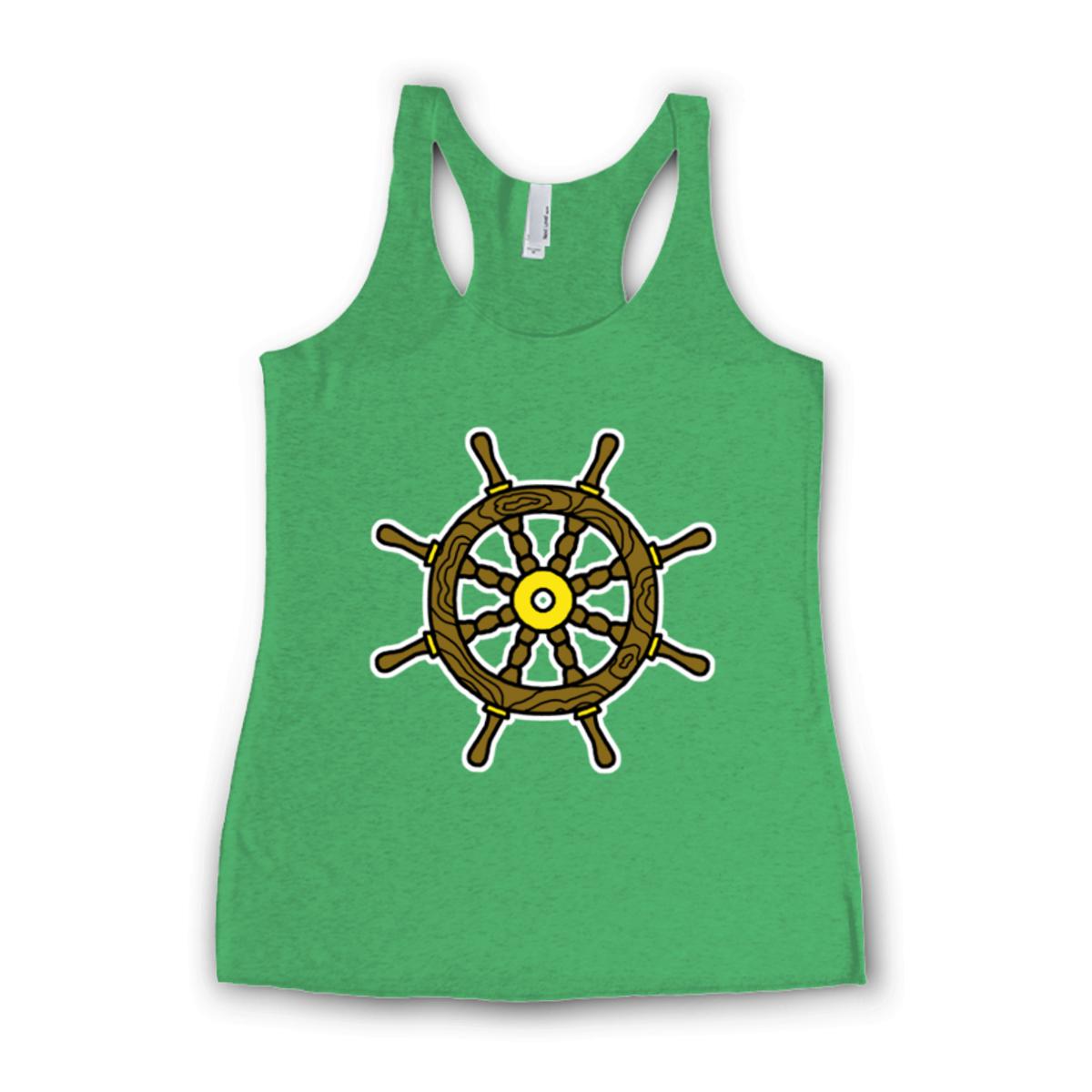 American Traditional Ship Wheel Ladies' Racerback Tank Medium envy-green