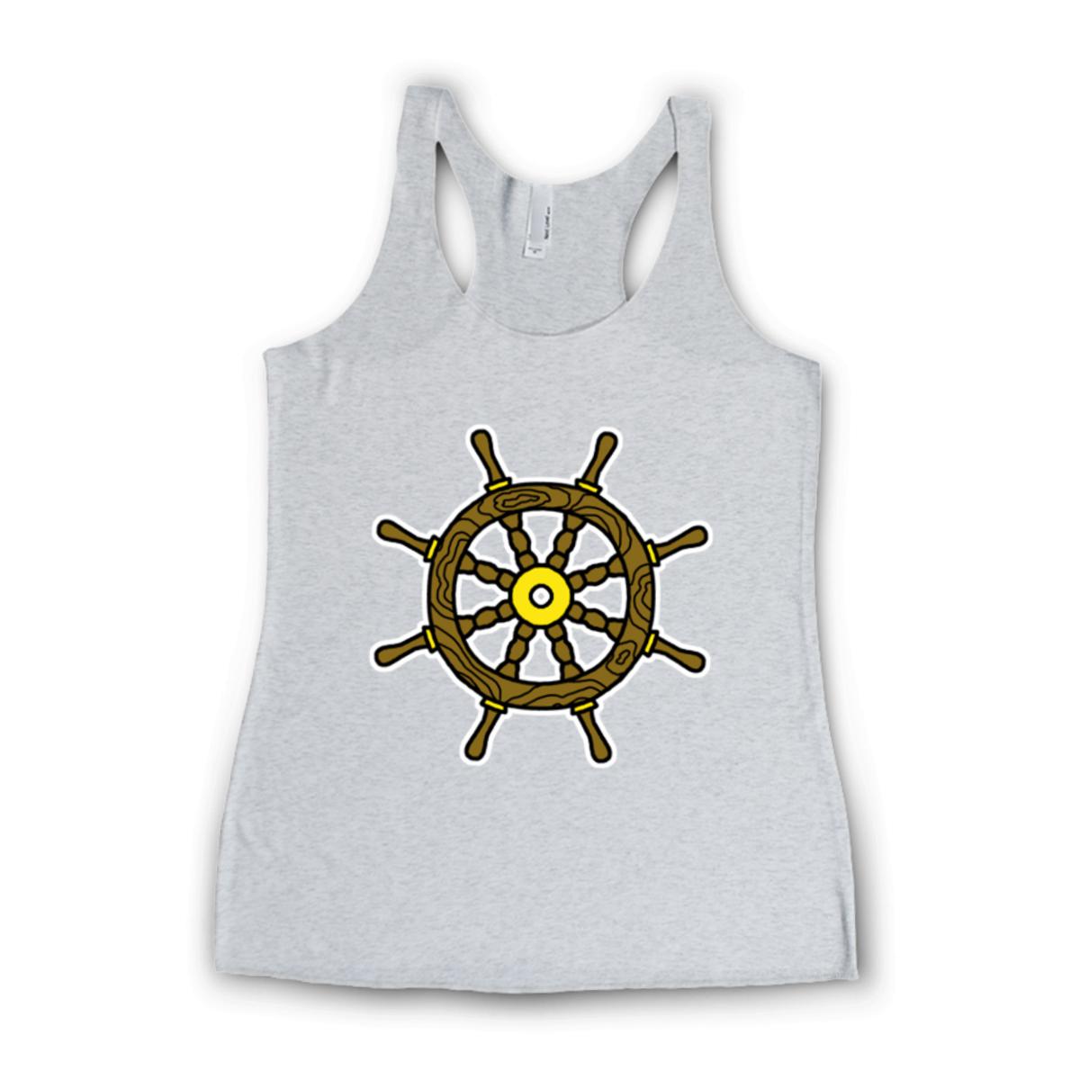 American Traditional Ship Wheel Ladies' Racerback Tank Extra Small heather-white