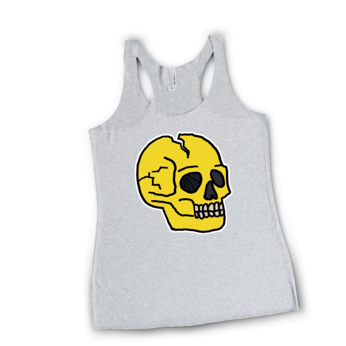 American Traditional Skull Ladies' Racerback Tank Extra Small heather-white