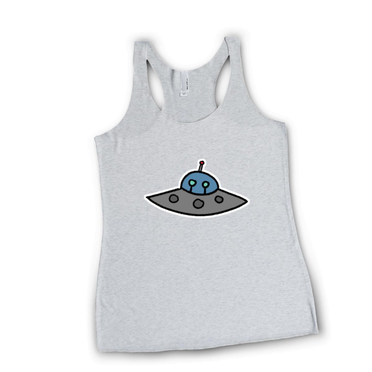 Flying Saucer Ladies' Racerback Tank Extra Small heather-white