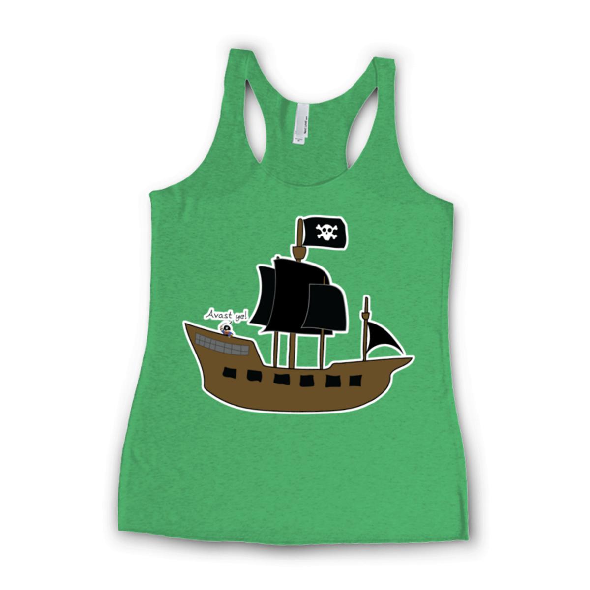 Pirate Ship Ladies' Racerback Tank Large envy-green