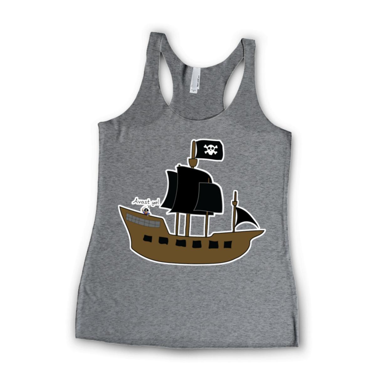 Pirate Ship Ladies' Racerback Tank Small heather-grey