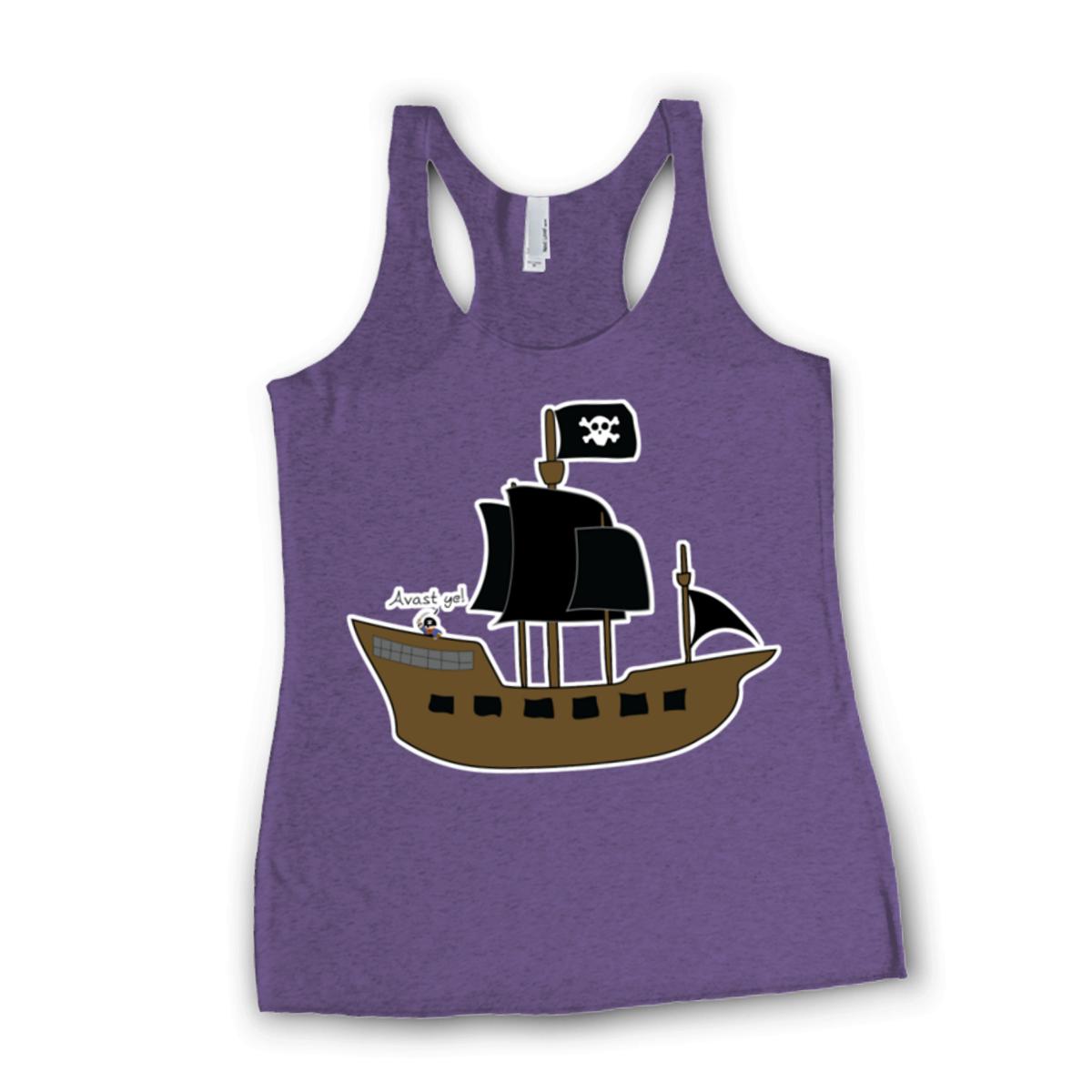Pirate Ship Ladies' Racerback Tank Extra Small purple-rush