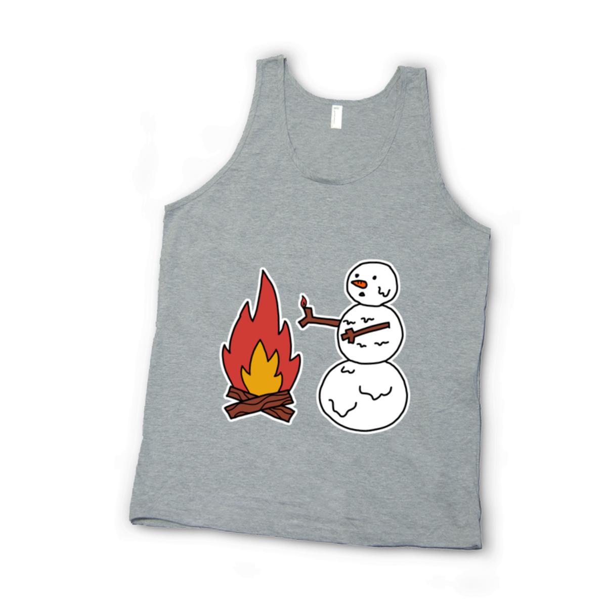 Snowman Keeping Warm Unisex Tank Top Double Extra Large heather-grey