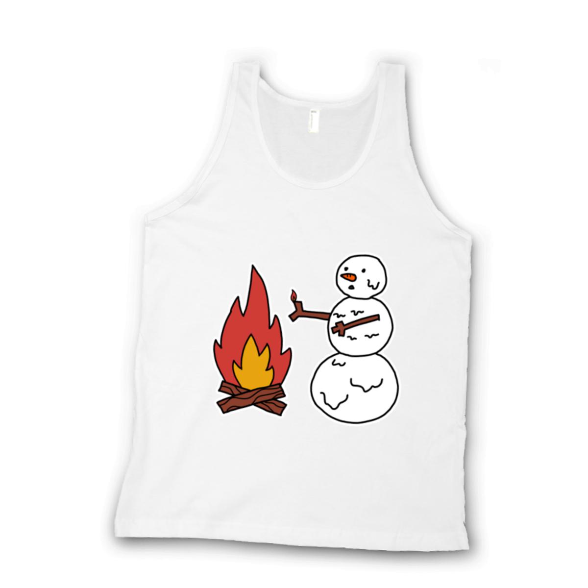 Snowman Keeping Warm Unisex Tank Top Extra Small white