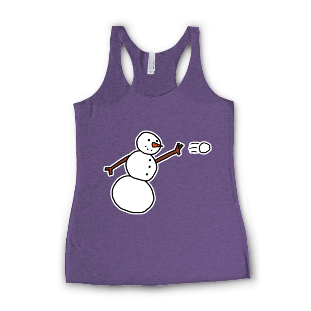 Snowman Throwing Snowball Ladies' Racerback Tank Large purple-rush