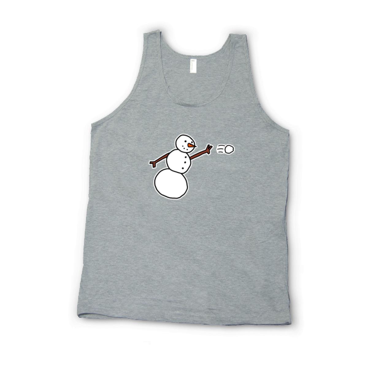Snowman Throwing Snowball Unisex Tank Top Extra Small heather-grey
