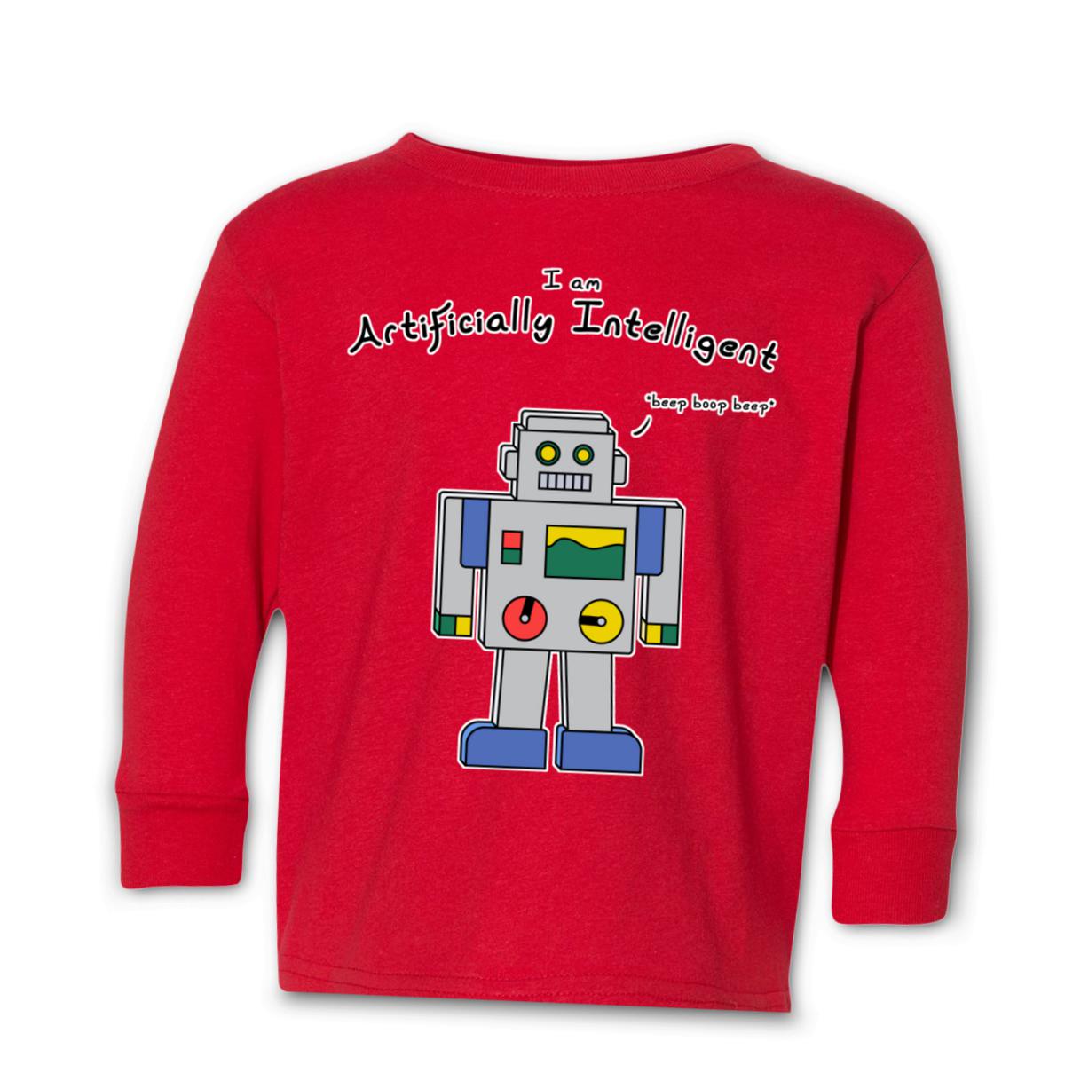 AI Bot Toddler Long Sleeve Tee 56T red