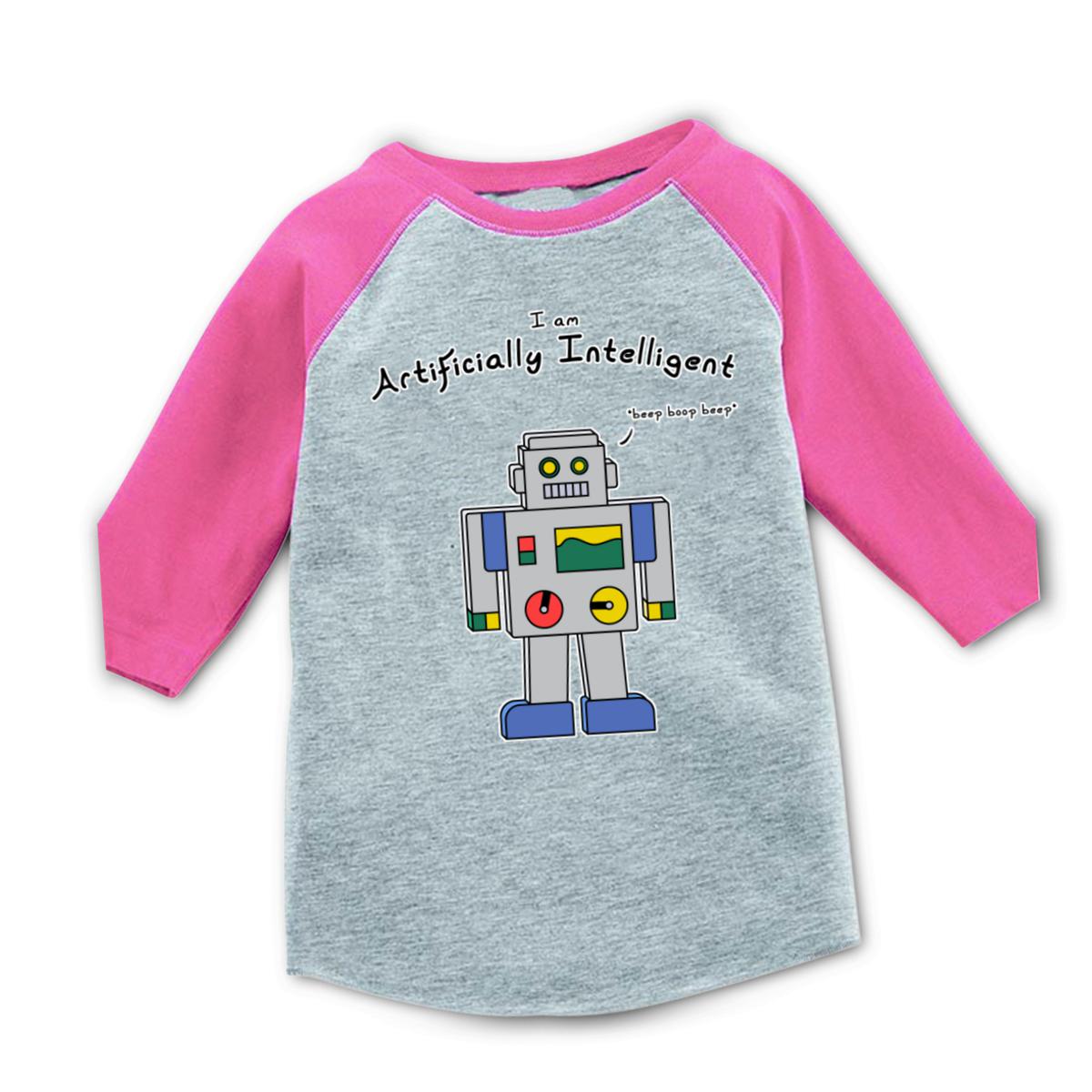 AI Bot Toddler Raglan Tee 4T heather-pink