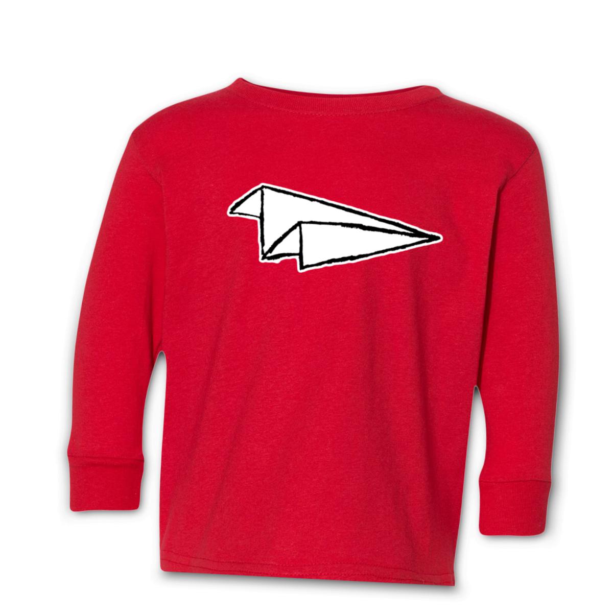 Airplane Sketch Toddler Long Sleeve Tee 56T red
