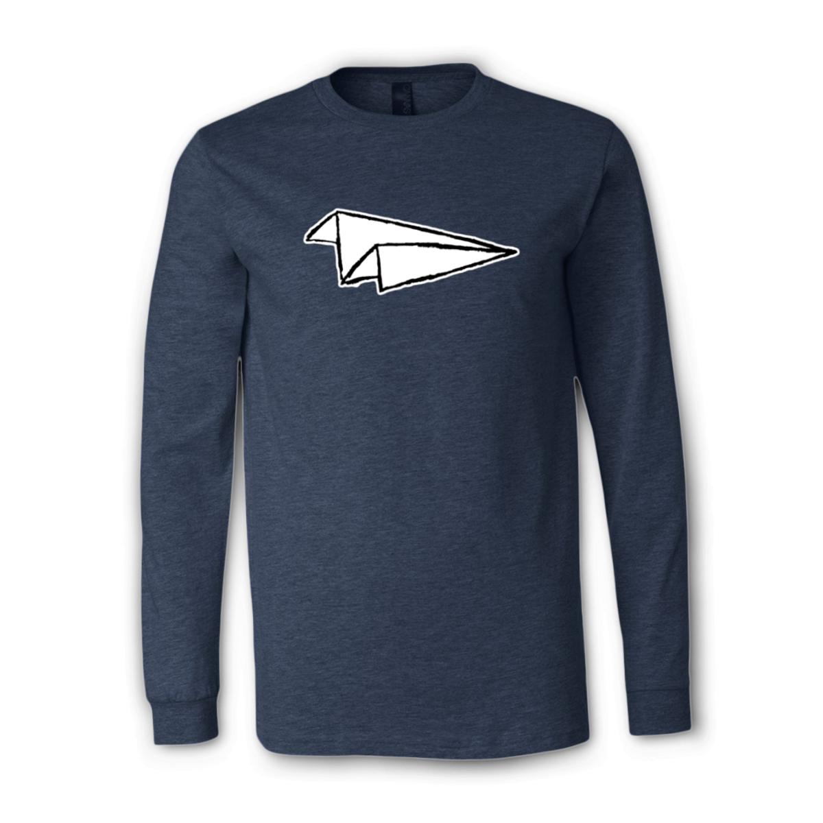Airplane Sketch Unisex Long Sleeve Tee Double Extra Large heather-navy