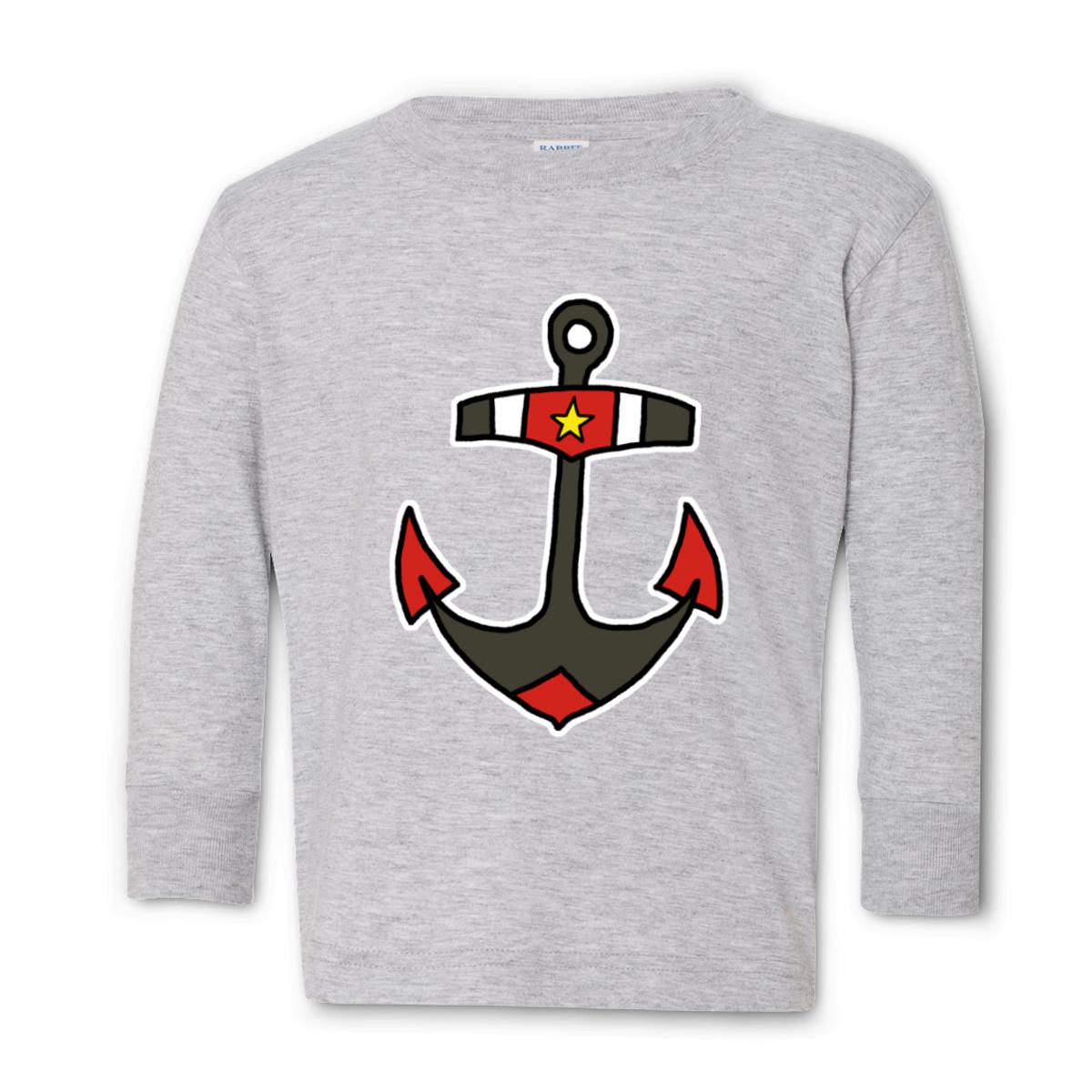 American Traditional Anchor Kid's Long Sleeve Tee Small heather