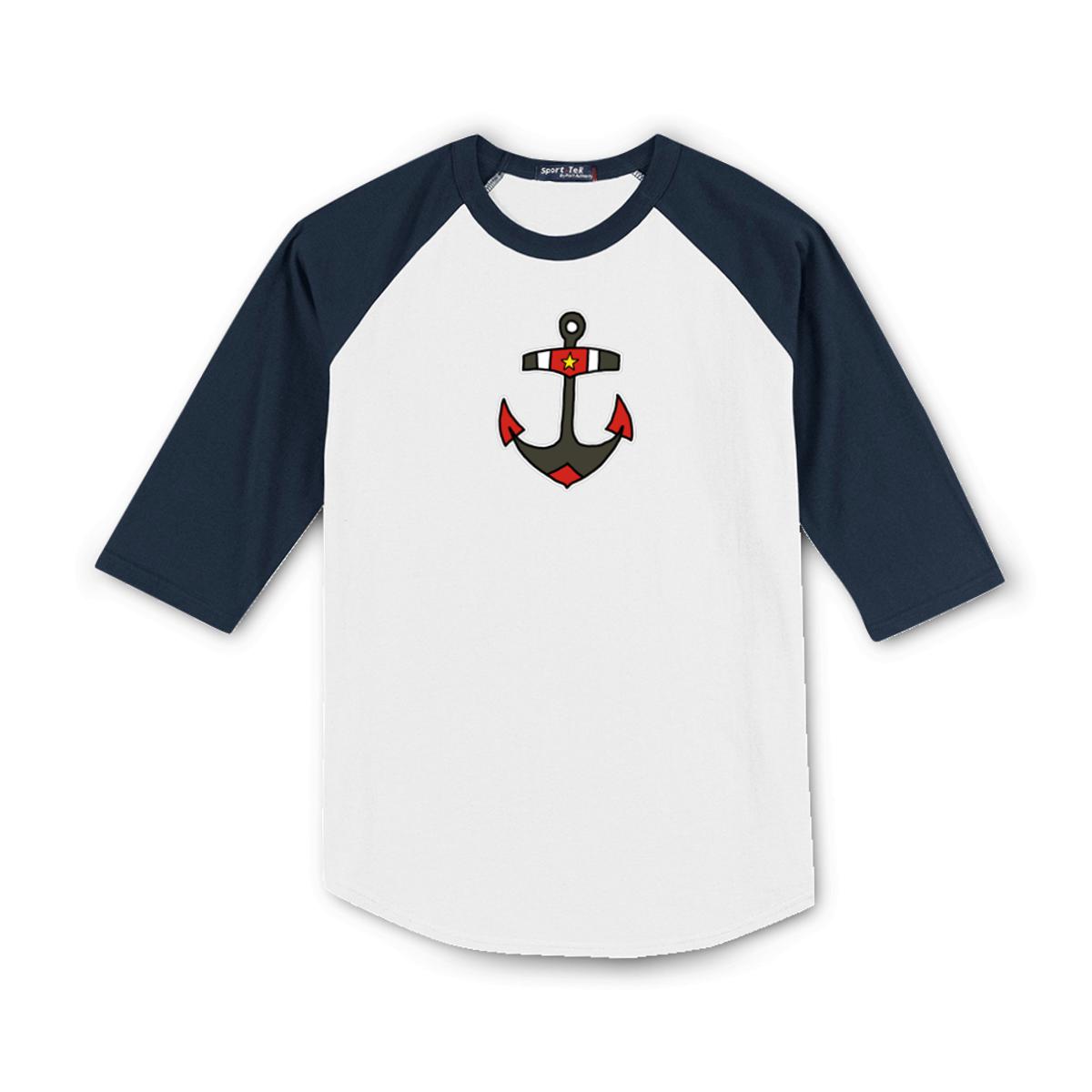 American Traditional Anchor Men's Raglan Tee Double Extra Large white-navy
