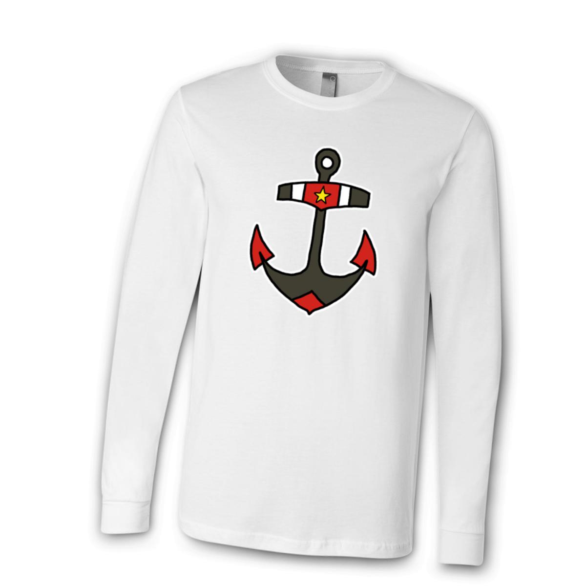 American Traditional Anchor Unisex Long Sleeve Tee Large white