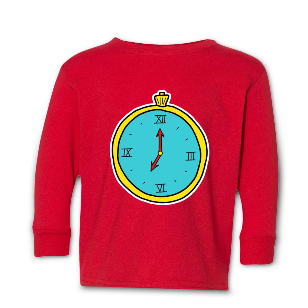 American Traditional Clock Kid's Long Sleeve Tee Large red