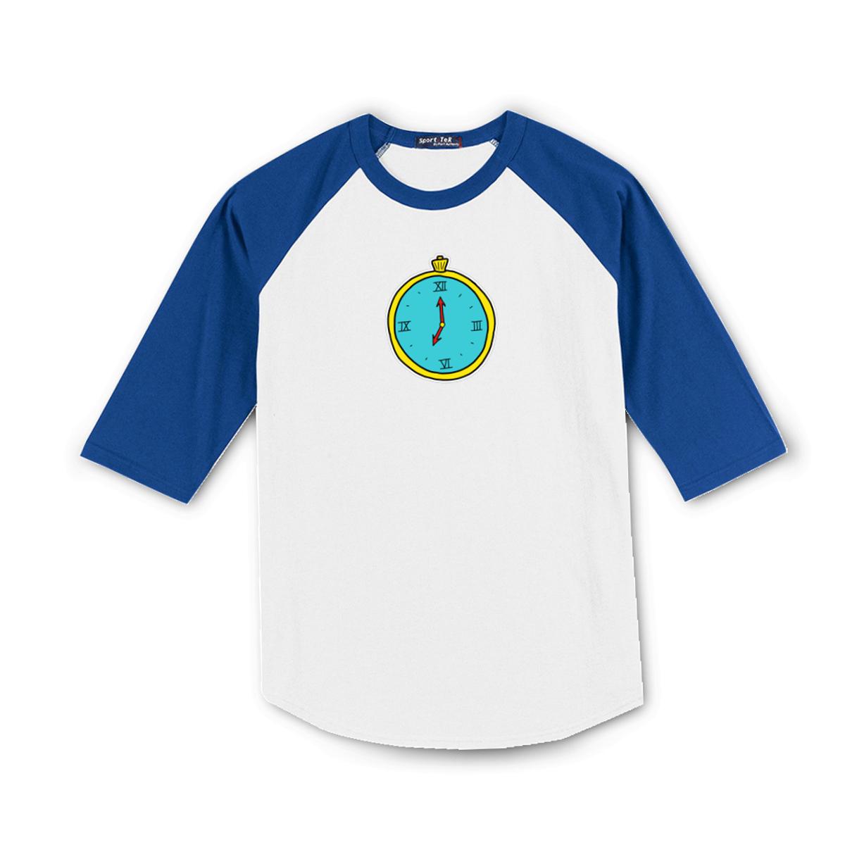 American Traditional Clock Men's Raglan Tee Double Extra Large white-royal-blue