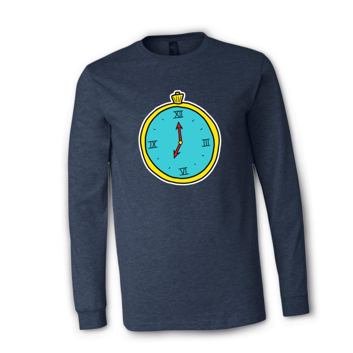 American Traditional Clock Unisex Long Sleeve Tee Double Extra Large heather-navy