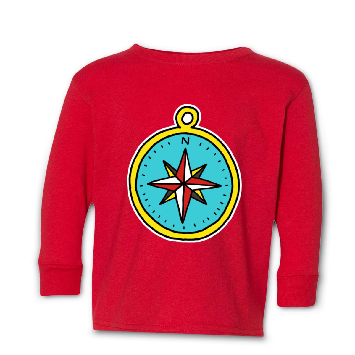 American Traditional Compass Kid's Long Sleeve Tee Large red