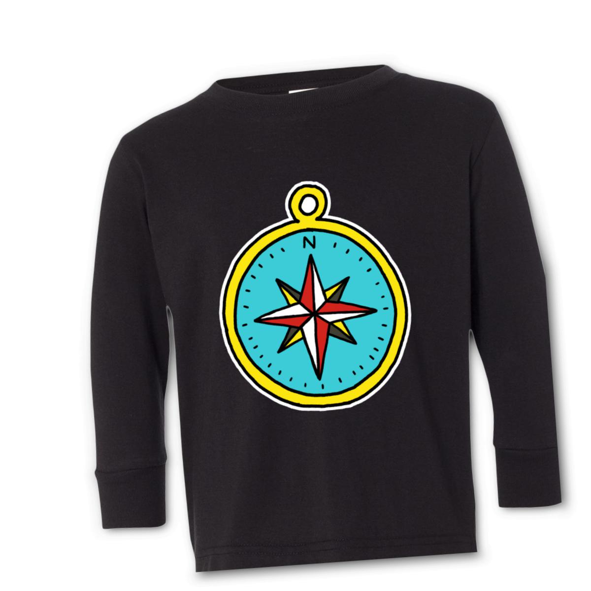 American Traditional Compass Toddler Long Sleeve Tee 2T black