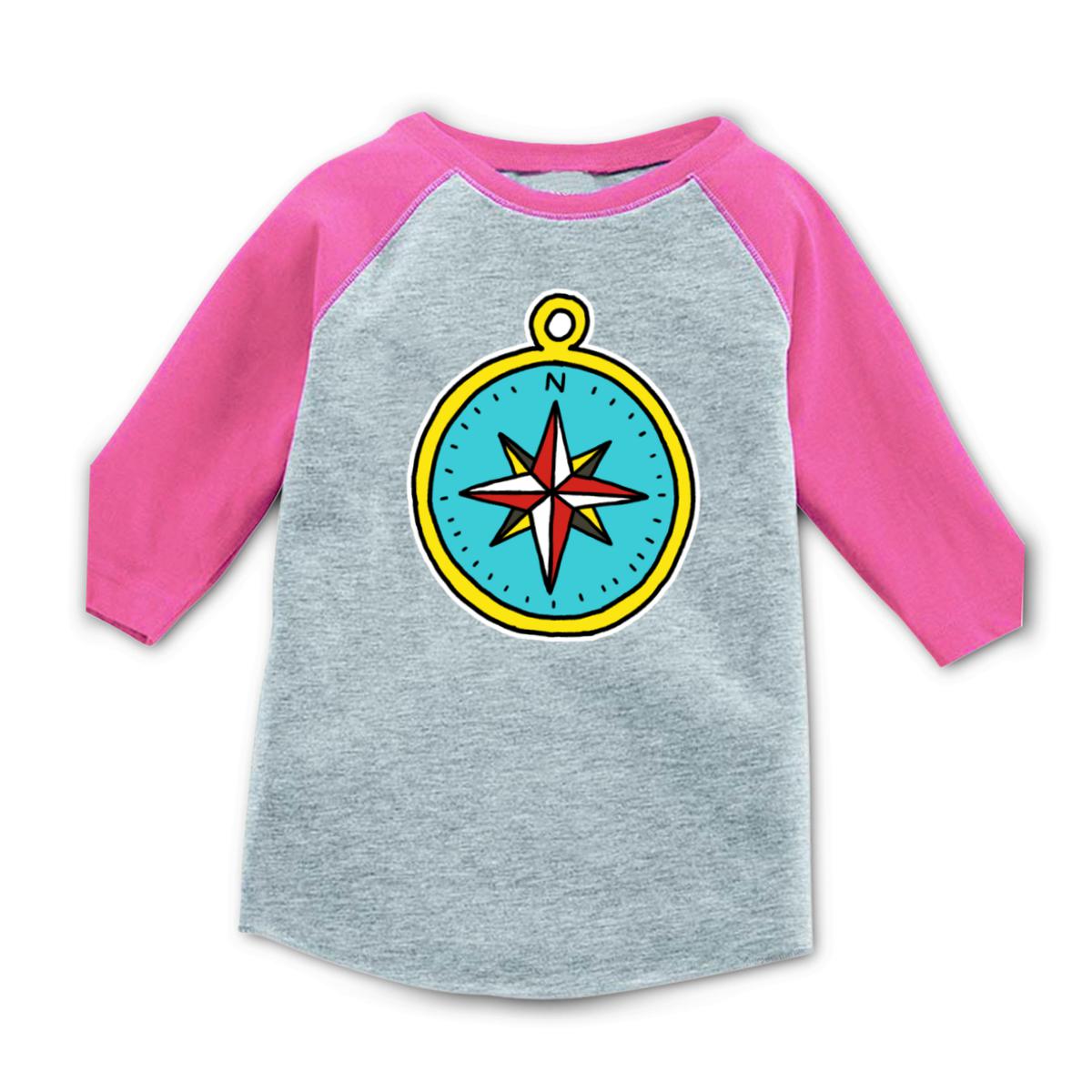 American Traditional Compass Toddler Raglan Tee 2T heather-pink