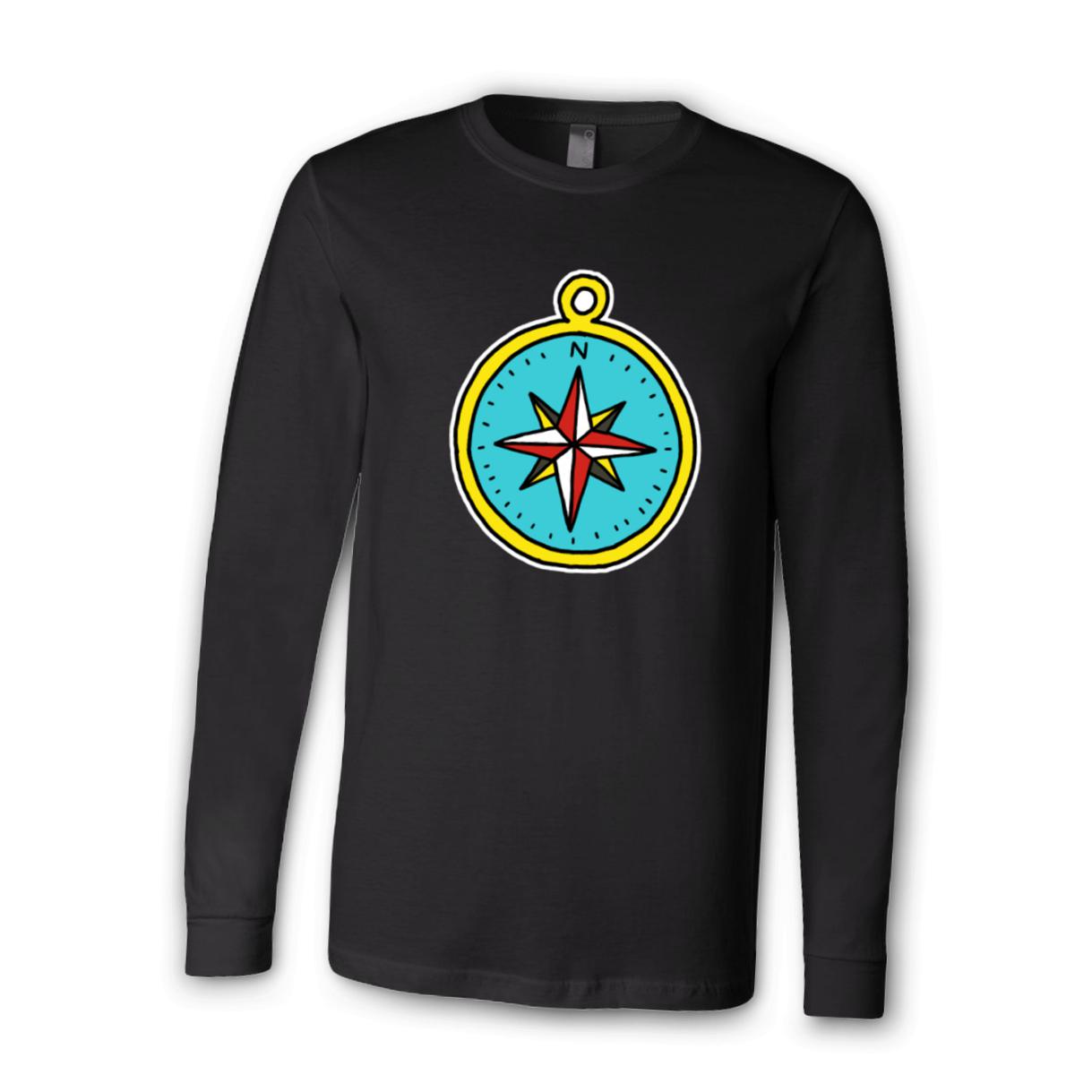 American Traditional Compass Unisex Long Sleeve Tee Large black