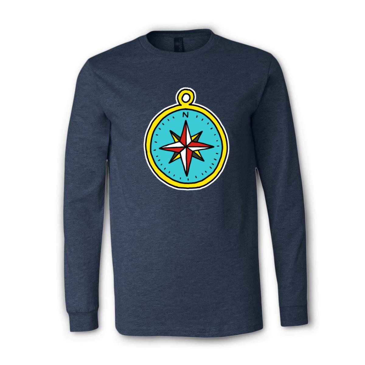 American Traditional Compass Unisex Long Sleeve Tee Small heather-navy