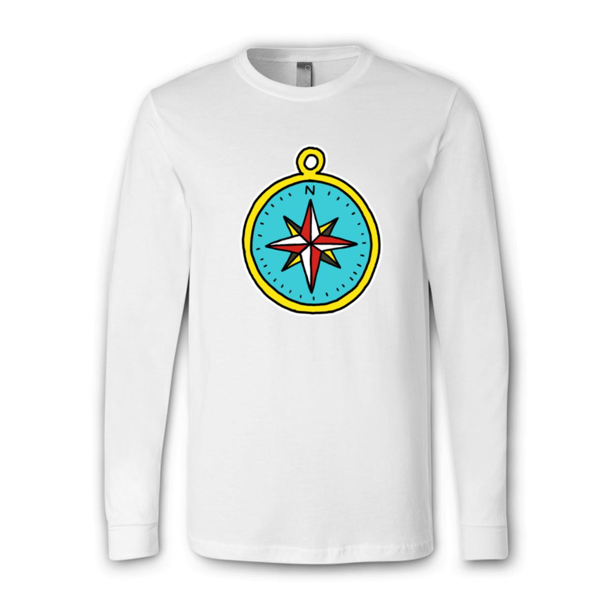 American Traditional Compass Unisex Long Sleeve Tee Small white