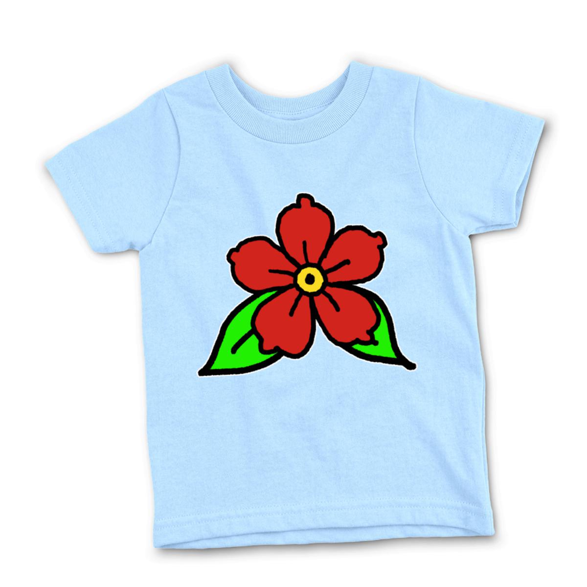 American Traditional Flower Kid's Tee Small light-blue