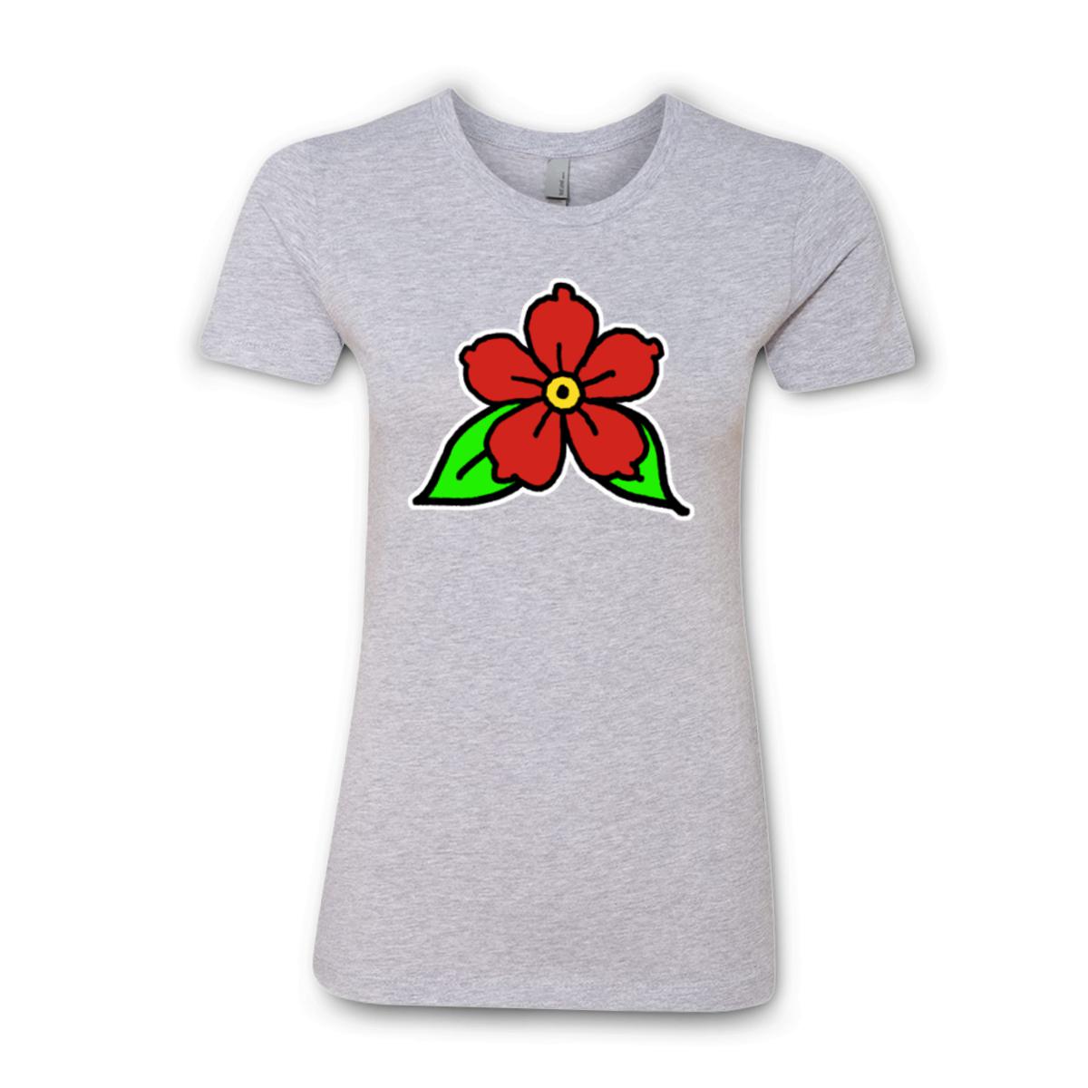 American Traditional Flower Ladies' Boyfriend Tee Double Extra Large heather-grey