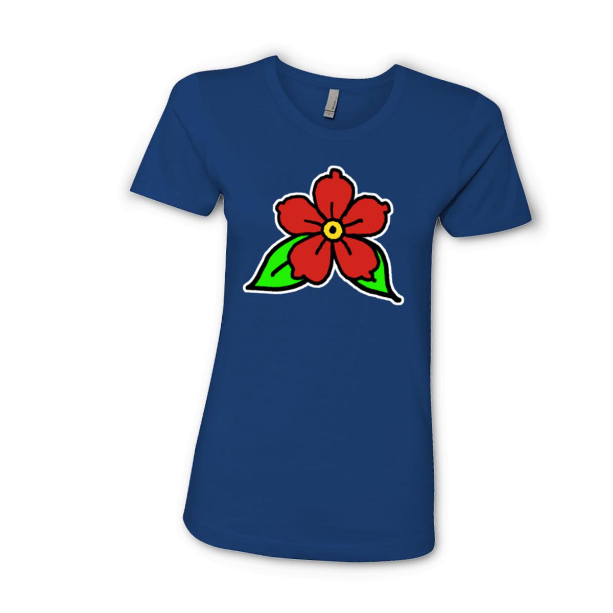 American Traditional Flower Ladies' Boyfriend Tee Double Extra Large royal-blue