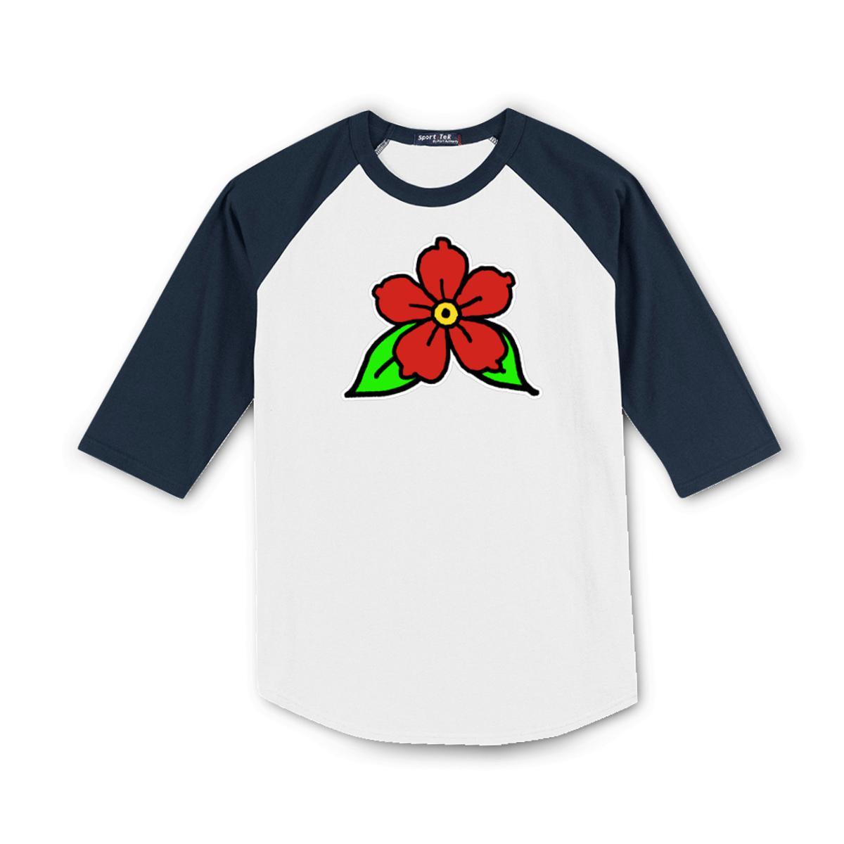 American Traditional Flower Men's Raglan Tee Double Extra Large white-navy