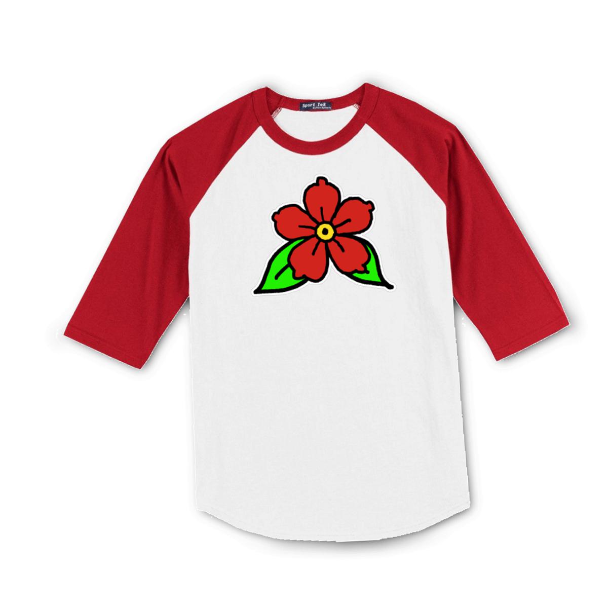 American Traditional Flower Men's Raglan Tee Small white-red