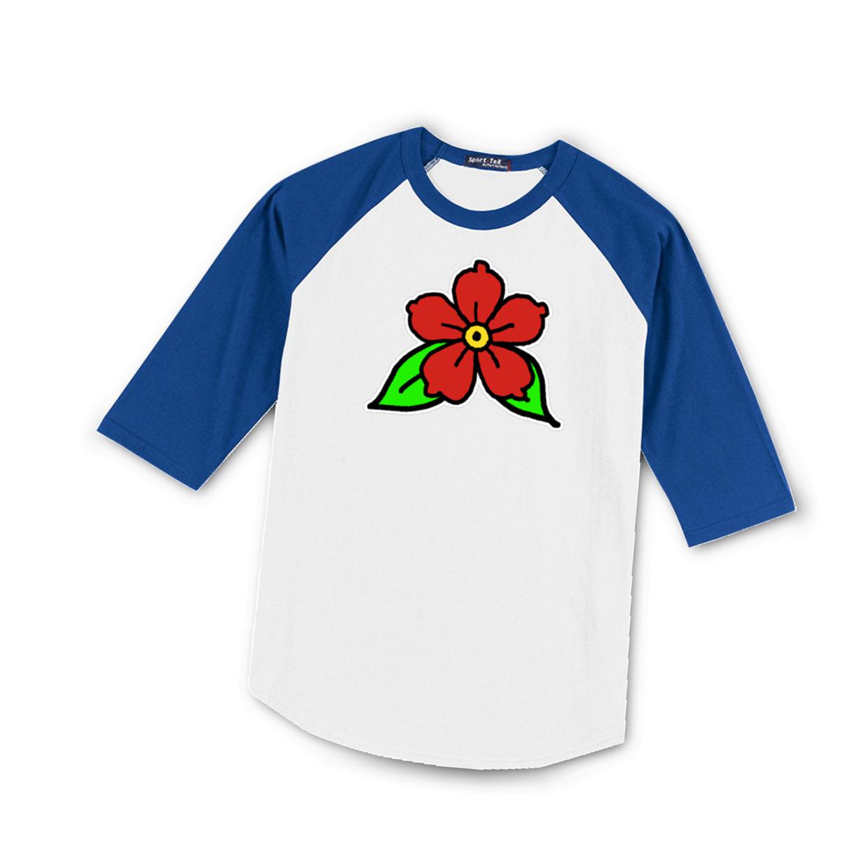 American Traditional Flower Men's Raglan Tee Double Extra Large white-royal-blue