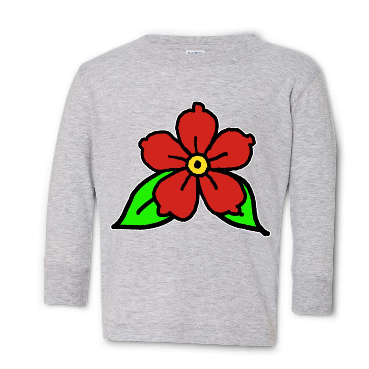 American Traditional Flower Toddler Long Sleeve Tee 2T heather