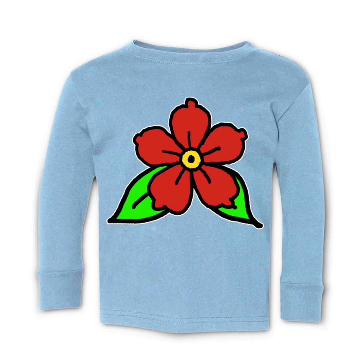 American Traditional Flower Toddler Long Sleeve Tee 56T light-blue