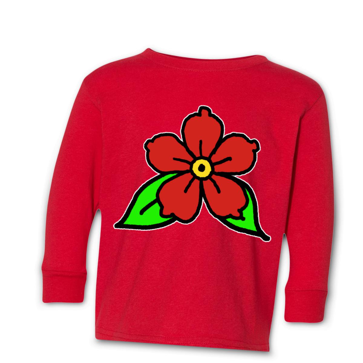 American Traditional Flower Toddler Long Sleeve Tee 4T red