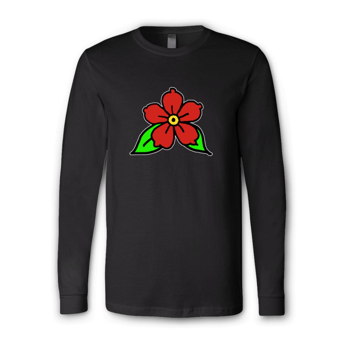 American Traditional Flower Unisex Long Sleeve Tee Double Extra Large black