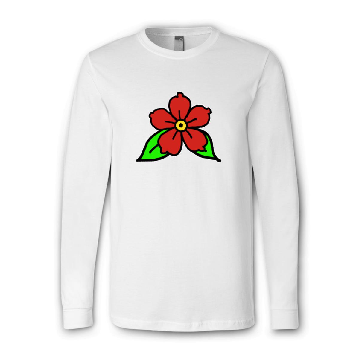 American Traditional Flower Unisex Long Sleeve Tee Small white