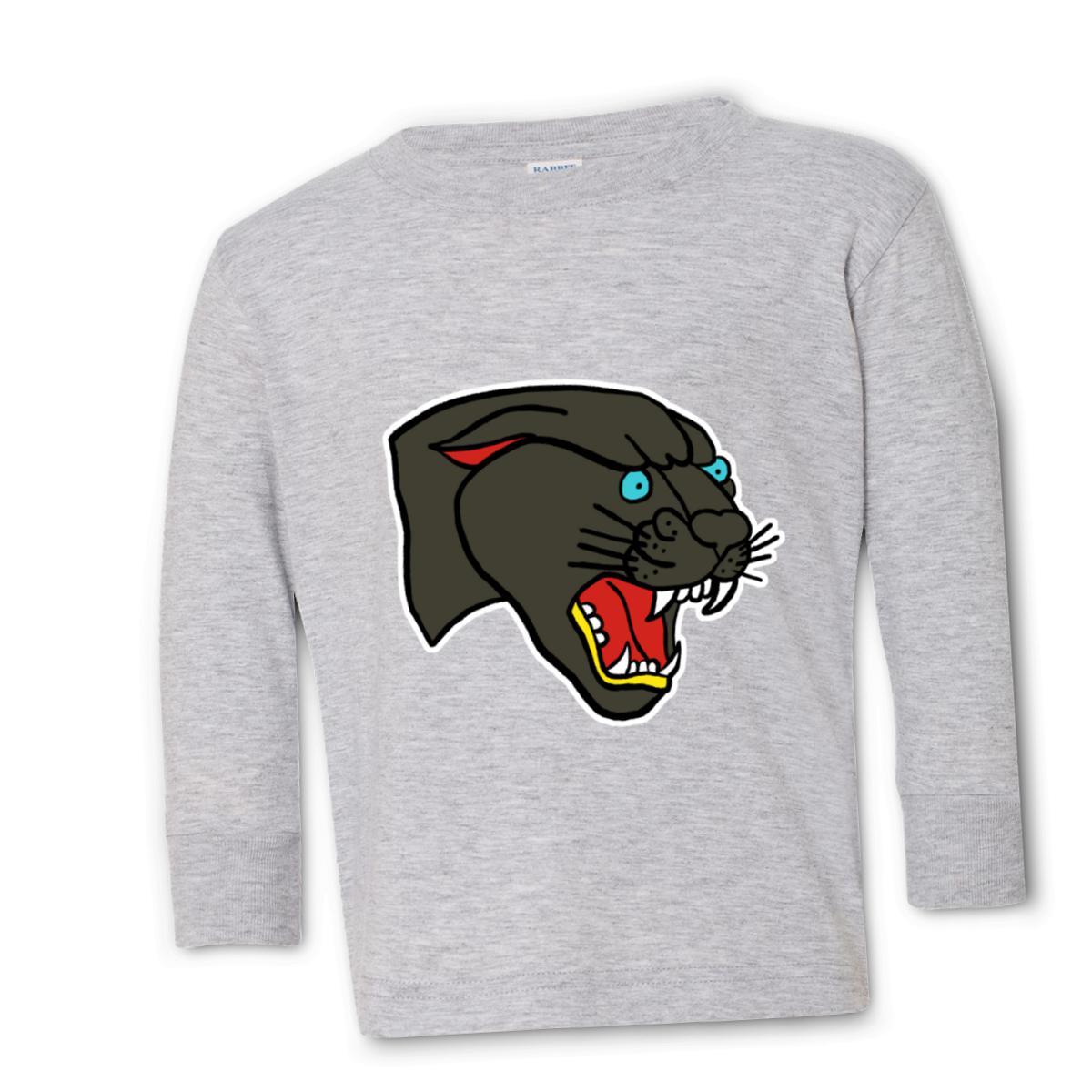 American Traditional Panther Kid's Long Sleeve Tee Large heather
